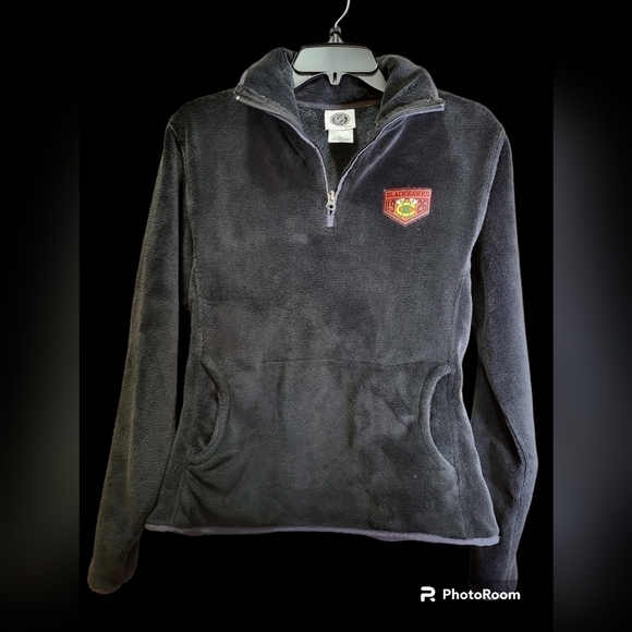 NHL Blackhawks Med fleece 1/4 zip pullover black Hockey - Picture 15 of 16